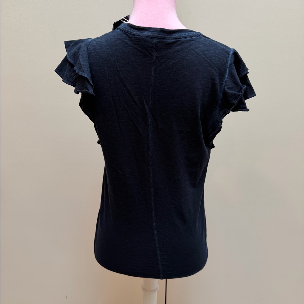 Veronica Beard Akeela Navy Ruffle Sleeve Tee - Picture 3 of 6